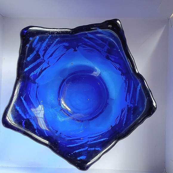 Upper Canada Tulip Shape Cobalt Blue Glass Candle Holders Set of 2 - Picture 5 of 9